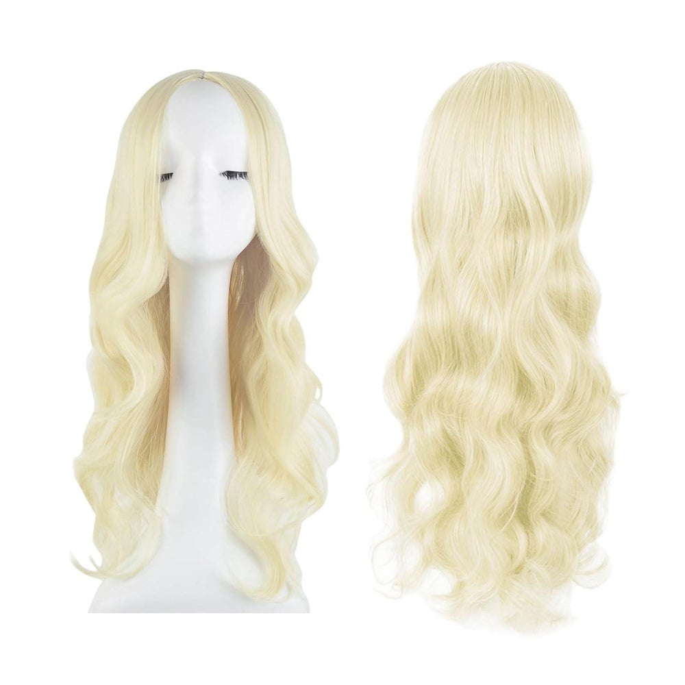 Lange Lockige Platinblonde Wellen Perücke 27’’ Hitzebeständi 1 St