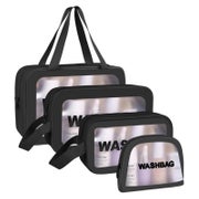 Transparente Kosmetiktasche PVC PU-Leder Kulturbeutel 4PC Sc 1 St