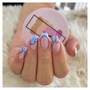 Künstliche Fingernägel Square Blau French Herz Nagelkleber B 1 St
