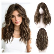BARSDAR Lockige Balayage Blond Perücke, Mittel Lange Gewellt Synthetik, 50cm