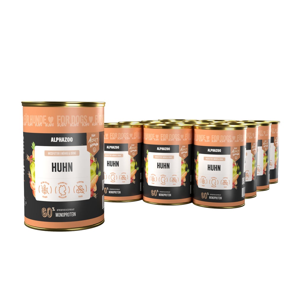 Monoprotein Huhn Nassfutter für Hunde 12er 4800 g