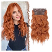 Clip In Extensions 4er Lang Wellig Synthetik 40 cm-30C# Kupf 1 St