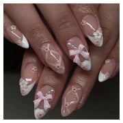 Künstlicher Nagel 24er Mandelform Strass 3D Blüte rosa mitte 1 St