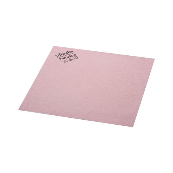 Vileda Professional PVAmicro Spezialtuch – Microfaser & PVA, streifenfrei - 1 Packung = 5 Tücher, rot