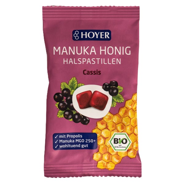 Hoyer Manuka Honig Halspastillen Cassis Mgo 250+ 30 g