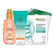 Garnier Sonnenschutz Set für Gesicht und Körper, Mit Sonnenschutzspray LSF 30, After Sun 1 St