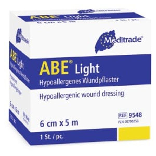 Meditrade ABE® light Wundschnellverband, elastisch – mit saugfähiger Wundkompresse - 8 cm x 5 m – Packung = 1 Rolle 1 St