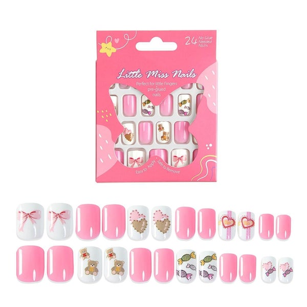 Kunstnägel Kinder 24 aufkleben rosa weiß CM70 Lila 1 ml (1er 1 St