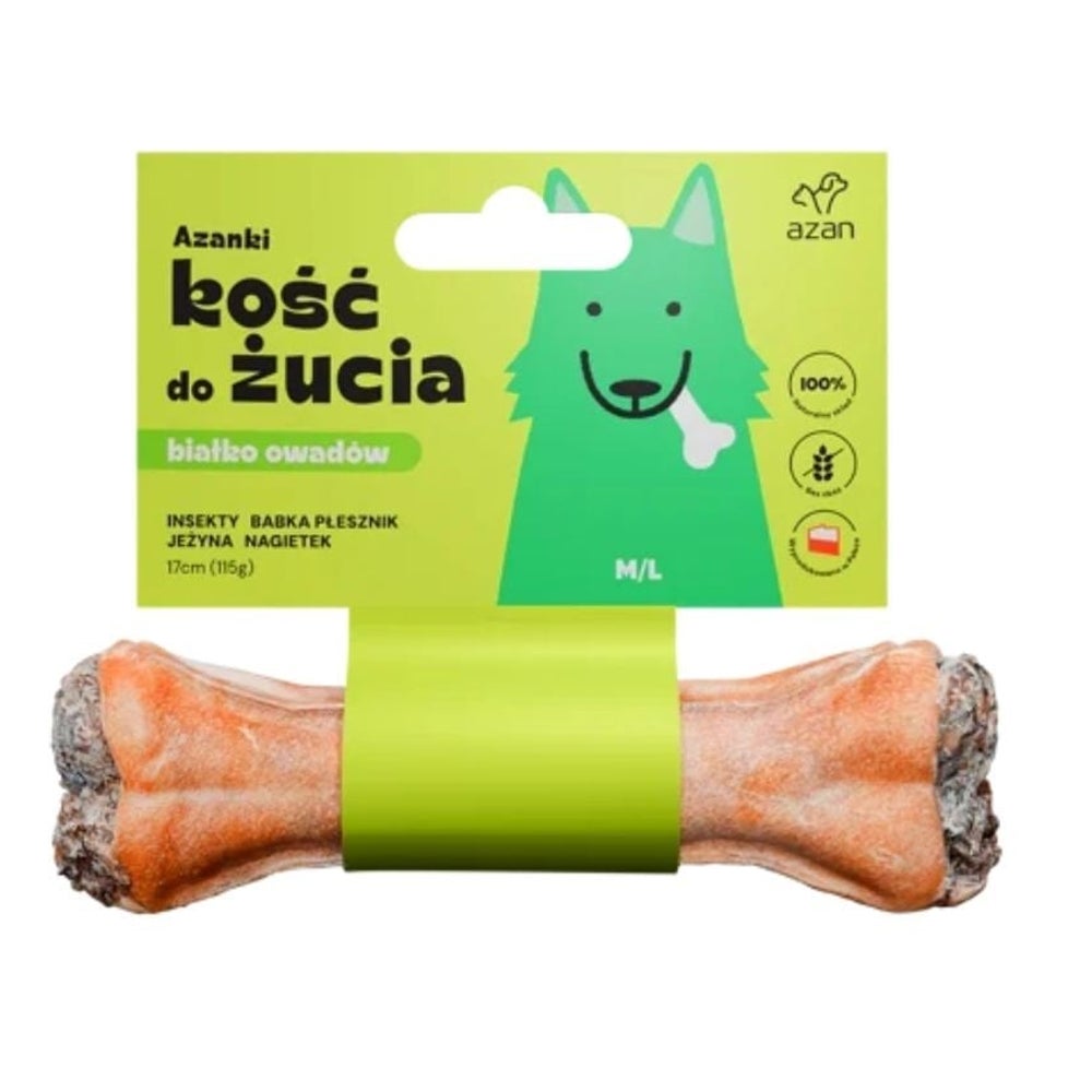 AZANKI Knochen mit Insekten und Brombeeren für Hund M/L 17cm 0,115 kg