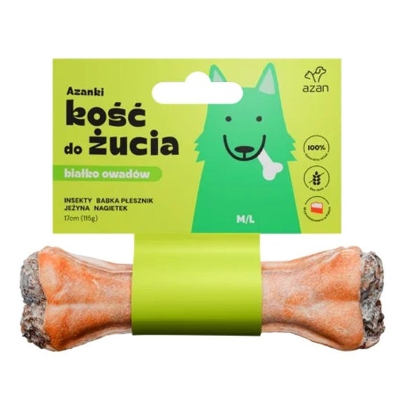 AZANKI Knochen mit Insekten und Brombeeren für Hund M/L 17cm 0,115 kg