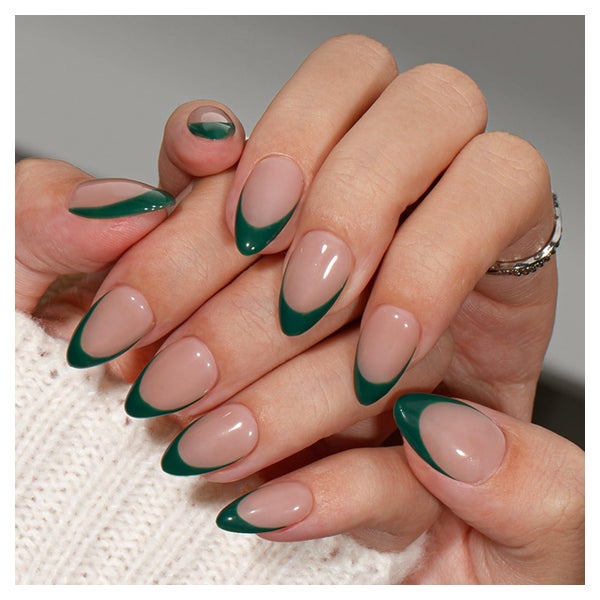 Künstliche Nägel Press on Gel French Tip 30 Kurz Dunkelgr&#x 1 St