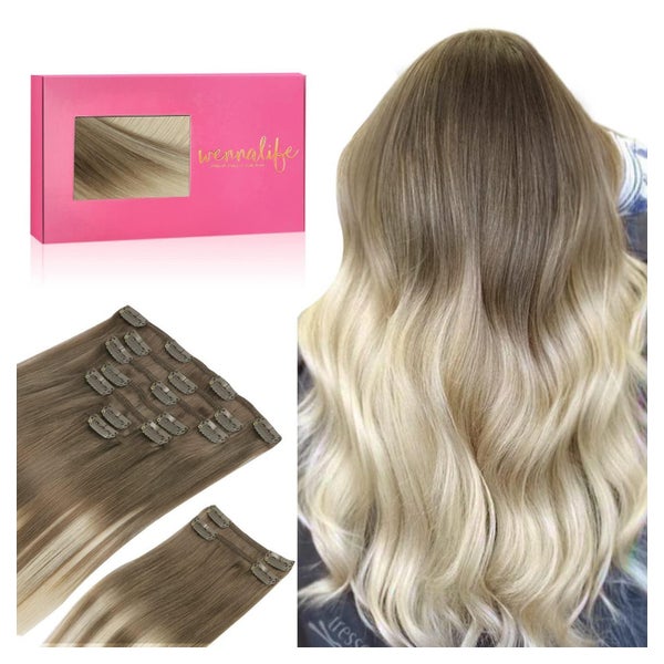 Haarverlängerung Clip 55cm-150g #9 60 Sandbraun bis Platinbl 1 St