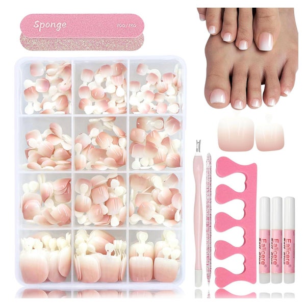 Fussnägel 240 Stück Set Tips Square Selbstklebend Nude 1 ml 1 St