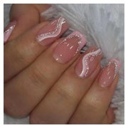 24 Stück Press on Nägel Eckig Kurz French Rosa Weiß Glossy B 1 St