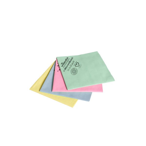 Vileda Professional r-MicronQuick Microfasertuch – Recyceltes Tuch mit 32-fach gesplitteter Microfaser - 1 Packung = 5 Tücher, gelb