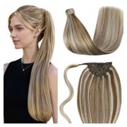 Pferdeschwanz Extensions Echthaar Braun Platinblond 70g 30 c 1 St