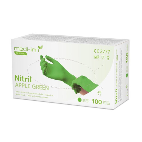 Medi-Inn Nitril Apple Green Einmalhandschuhe, apfelgrün, puderfrei, Gr. XS 1000 St