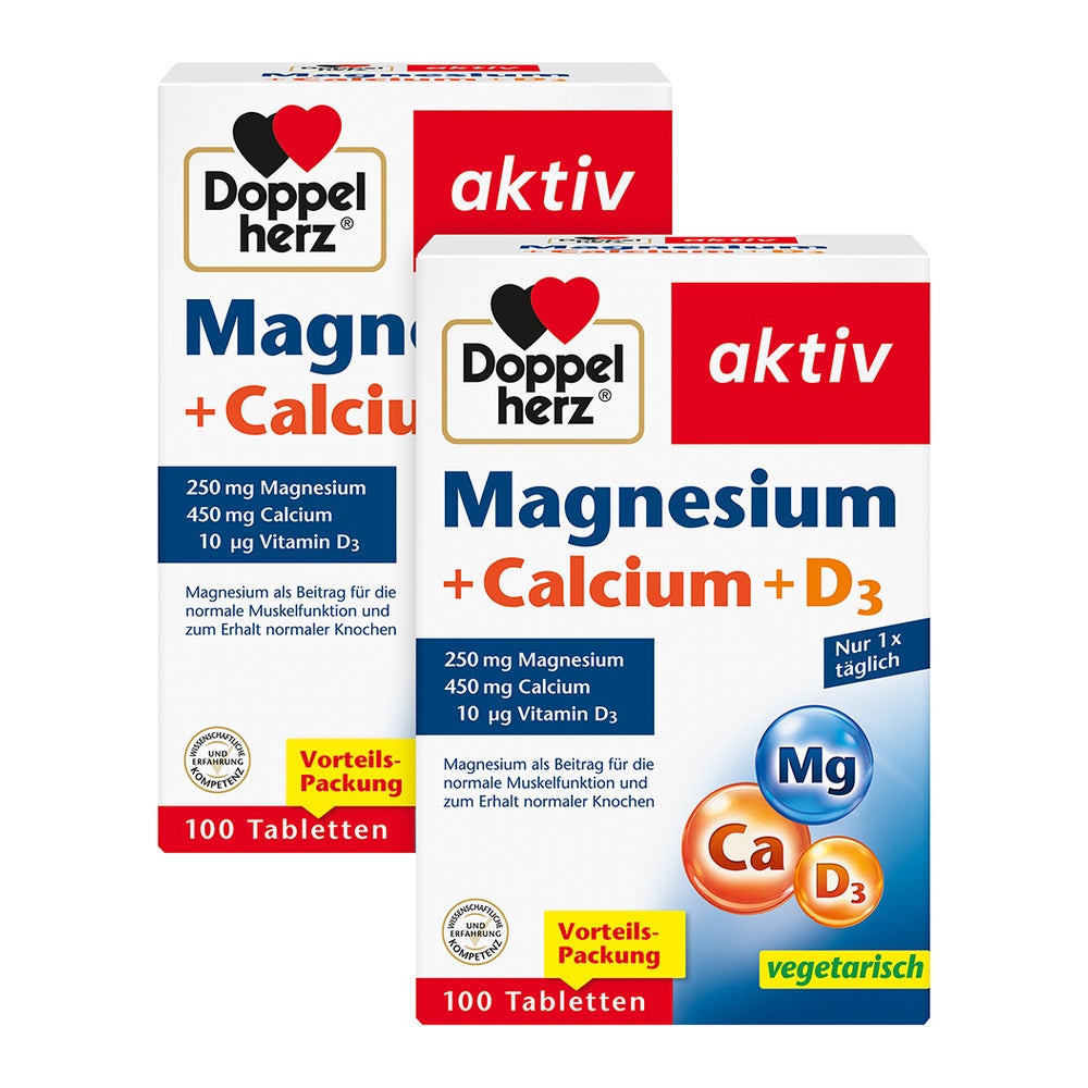 Doppelherz® aktiv Magnesium+Calcium+D3 Doppelpack 2X100 St