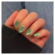 Press On Nails Soft Gel Kurz Oval Cat Eye Mandel Chrome Glas 1 St