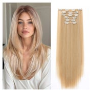 Clip in Extensions Haarteil Glatt 6 65 cm Dunkelblond mix Bl 1 St