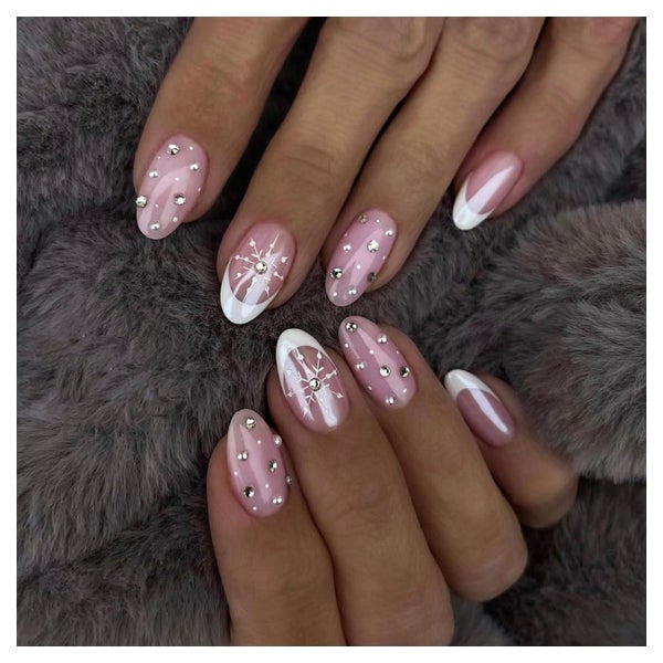 Nagelspitze 24er Set French mit Strass Schneeflocke Mandel F 1 St
