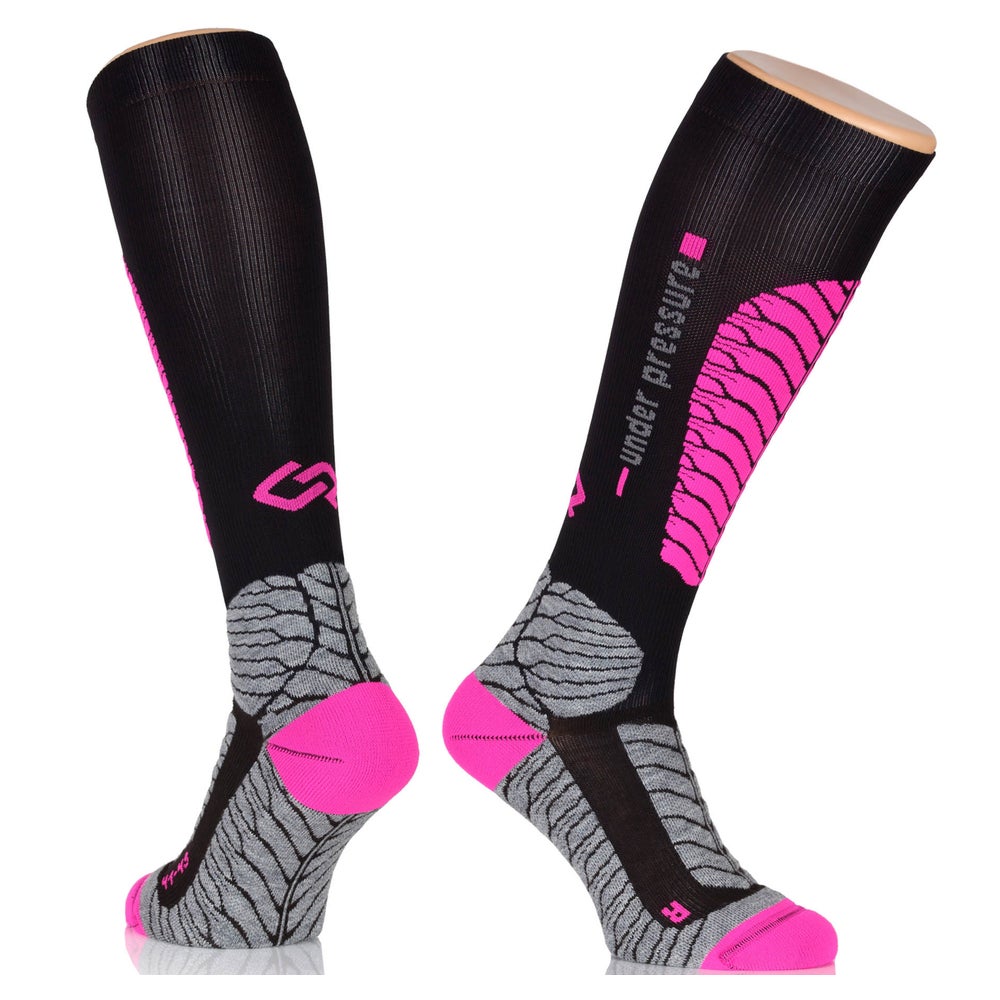 UNDER PRESSURE Ice Touring | Kompressionsstrumpf (1 Paar) 38-40 (Wade: 28-38cm) / neonpink