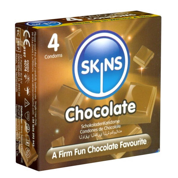 Chocolate Kondome 4 Stück – süß duftend & extra feucht (4 Kondome) 4 St