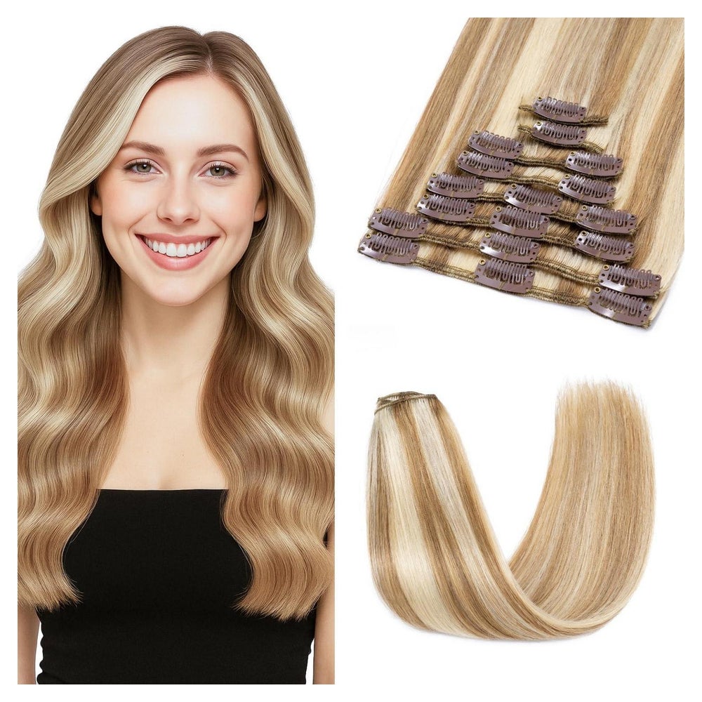 Haarverlängerung Echthaar Clipin 8 12P613 Goldbraun&blond 20 1 St