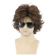 Topcosplay Herren Perücke Braun Kurz Gewellt Zottelig für Cosplay & Halloween