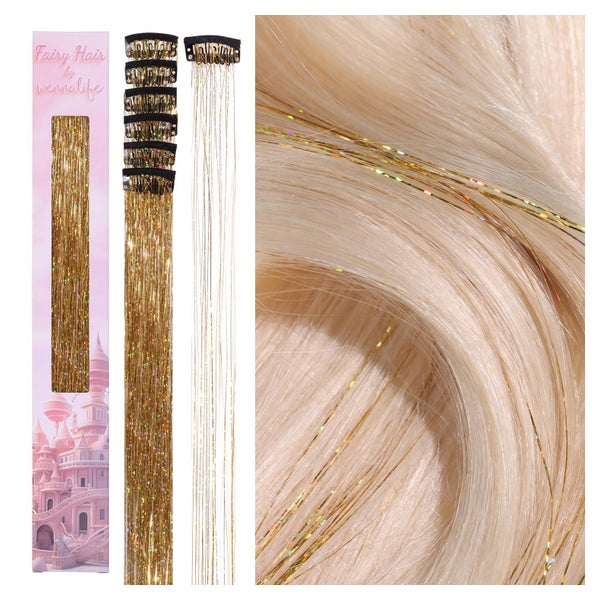 Haarlametta Clip In Glitzer Champagner 60cm - 6 Clips C-#Cha 1 St