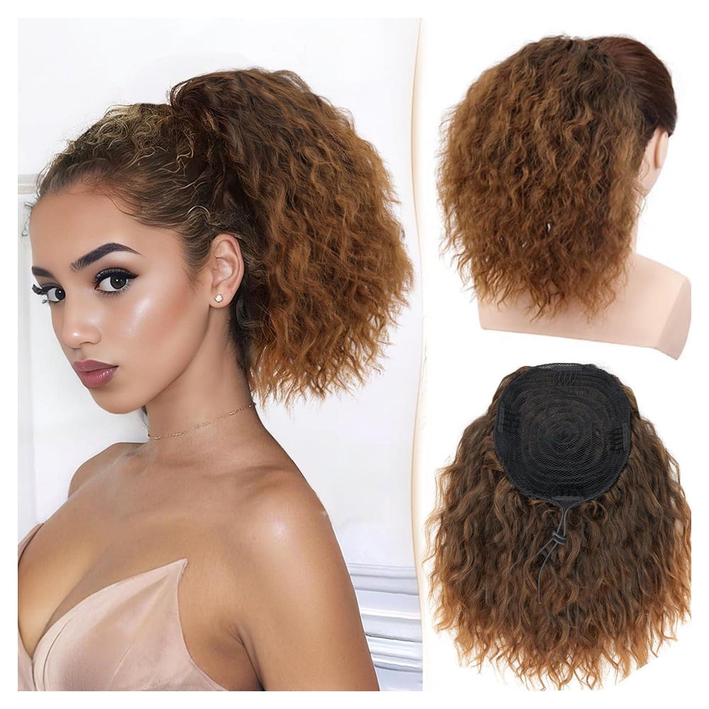 Pferdeschwanz Haarteil Kordelzug Ombre Afro Zopf T1B 30# 1 St
