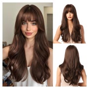 Perücke 24 Zoll Damen lockig synthetisch Pony Braune A 1 St
