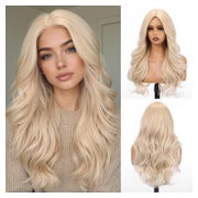 Perücke Frauen Locken Vorhangpony 56 cm Synthetikhaare Hellb 1 St