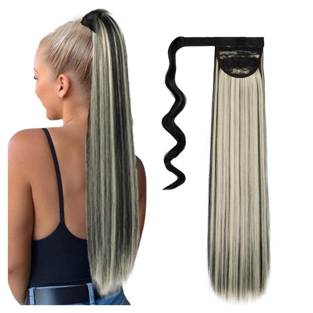 Pferdeschwanz Clip in Extensions 55 cm Schwarz&Gebleichtes B 1 St