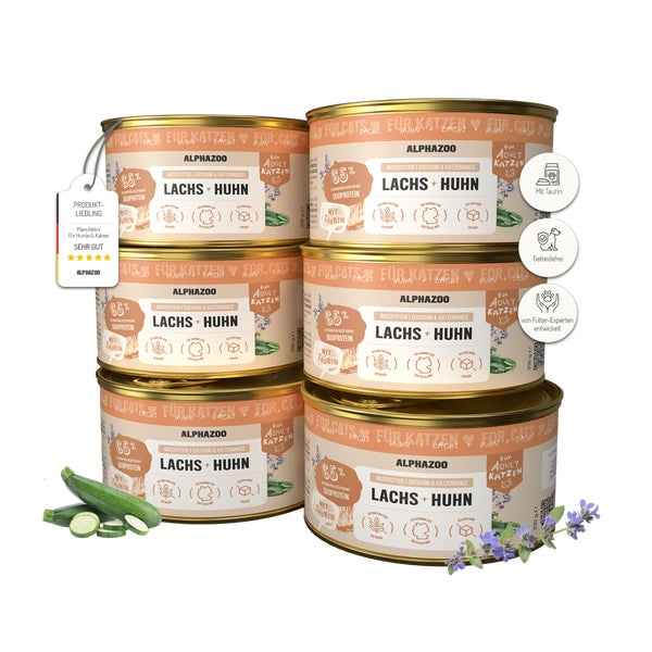 Lachs + Huhn Nassfutter für Katze 6er 1200 g