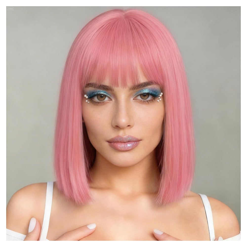 Perücke Bob Synthetik Frauen Pony rosa-13''straight end 13 Z 1 St