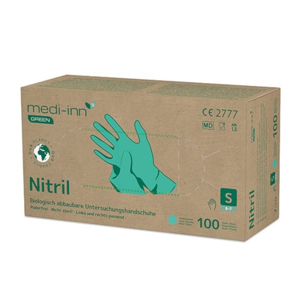 Medi-Inn GREEN Nitril Einmalhandschuhe, grün, biologisch abbaubar, Gr. S 1000 St