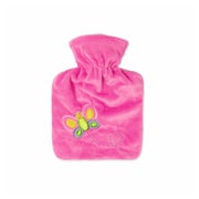 Kinder-Wärmflasche 0,6 l mit Nickiveloursbezug Schmetterling pink 1 St