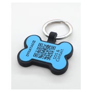 Hundemarke Knochenform Silikon Blau – QR-Code Tier-ID mit Online-Profil 1 St