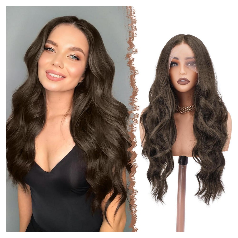 Perücke Lace Front Kunsthaar Lockig 70 cm Mittelbraun 1 St