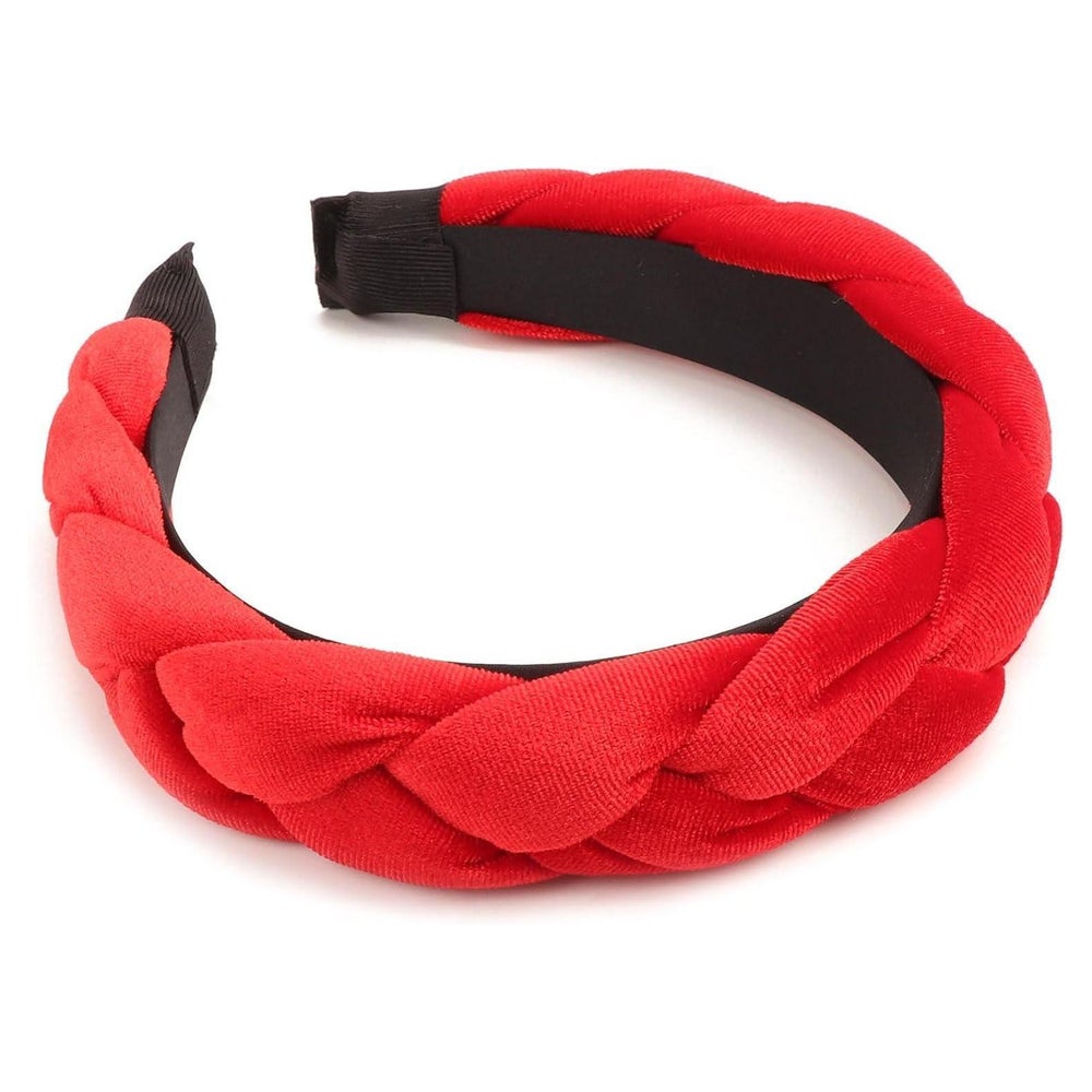 Geflochtenes Samt Stirnband Elastisch Haarreif True Red 1 St