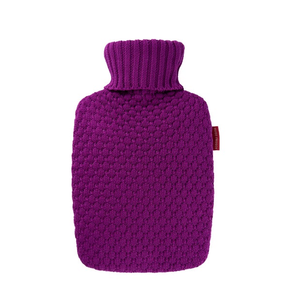 Wärmflasche Klassik Plant 1,8 l mit Bio-Strickbezug Himbeere