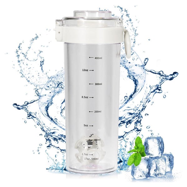 Protein Shaker 500ml Auslaufsicher BPA-frei Weiß Gym Fitness 1 St