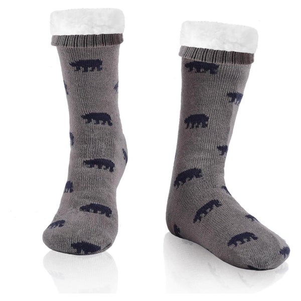 Wintersocken Herren Thermo Innenfrottee Antirutschsohle Bär 1 St