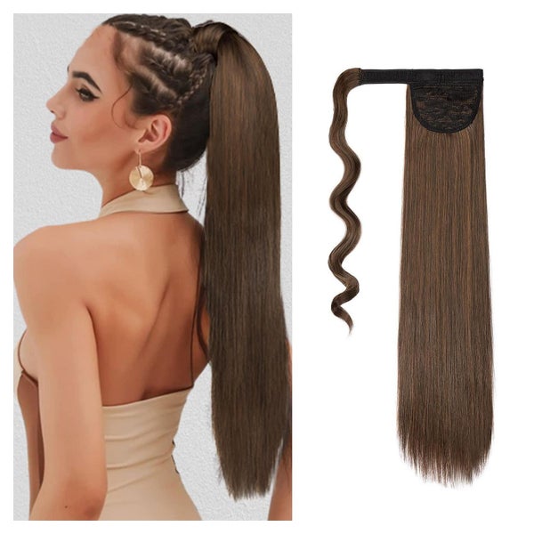 Ponytail Extensions Clip in Pferdeschwanz 55 cm Dunkelbraun& 1 St