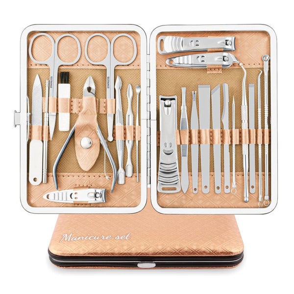 Maniküre Set 23 Stück Nagelknipser Pediküre Edelstahl Gold S 1 St