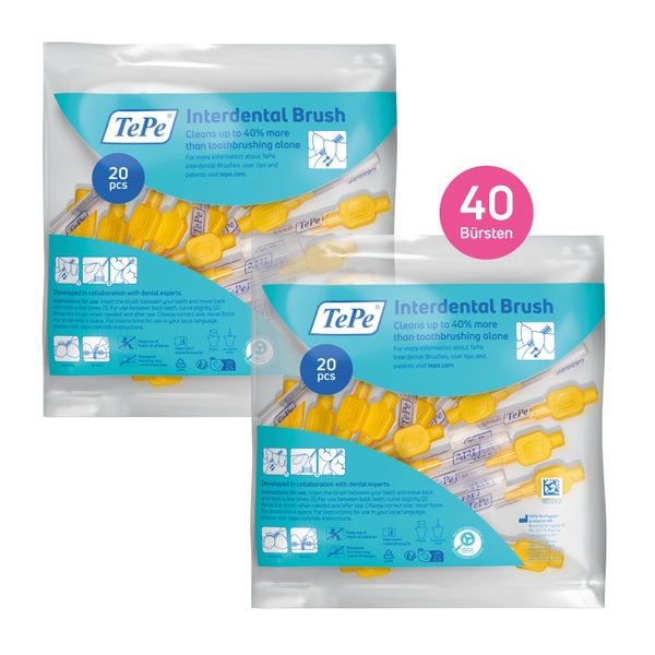 TePe Interdentalbürsten 2er Set, Gelb + Gelb 40 St