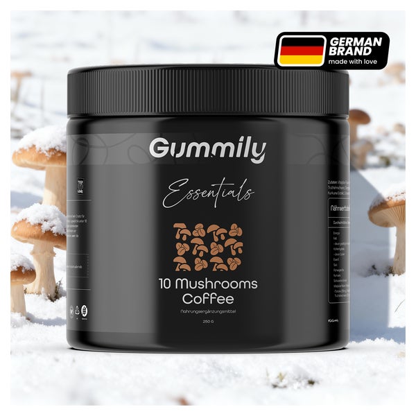 Gummily® 10 Pilzkaffee Vitalpilz Pulver (Maitake, Shiitake, Hericium, Reishi, Cordyceps, Chaga) 250 g