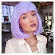 Perücke lila Bob kurz Pony Damen hitzebeständig 30 cm 1 St