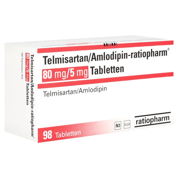 TELMISARTAN/Amlodipin-ratiopharm 80 mg/5 mg Tabl. 98 St